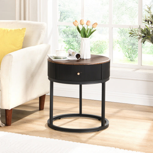 Round Bedside Table With Drawers Furniture