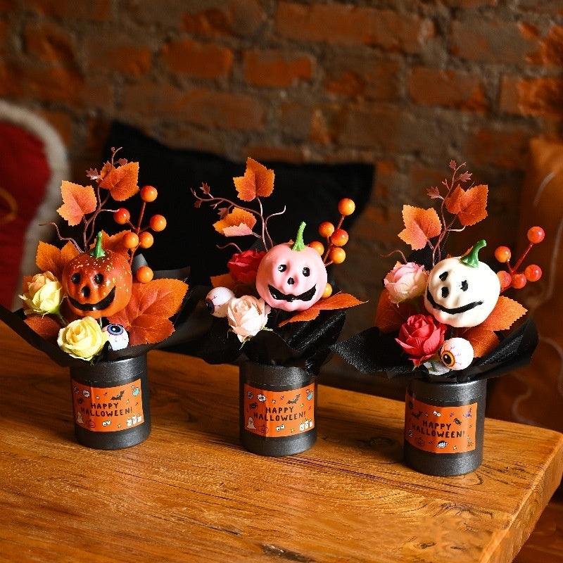 Halloween Pumpkin Simulation Bouquet Grimace Home Ornaments