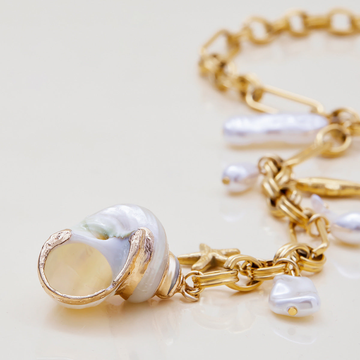 Stainless Steel Conch Long Necklace Y-shaped Chain High-grade Clavicle Chain For Women Jewelry/Accessories