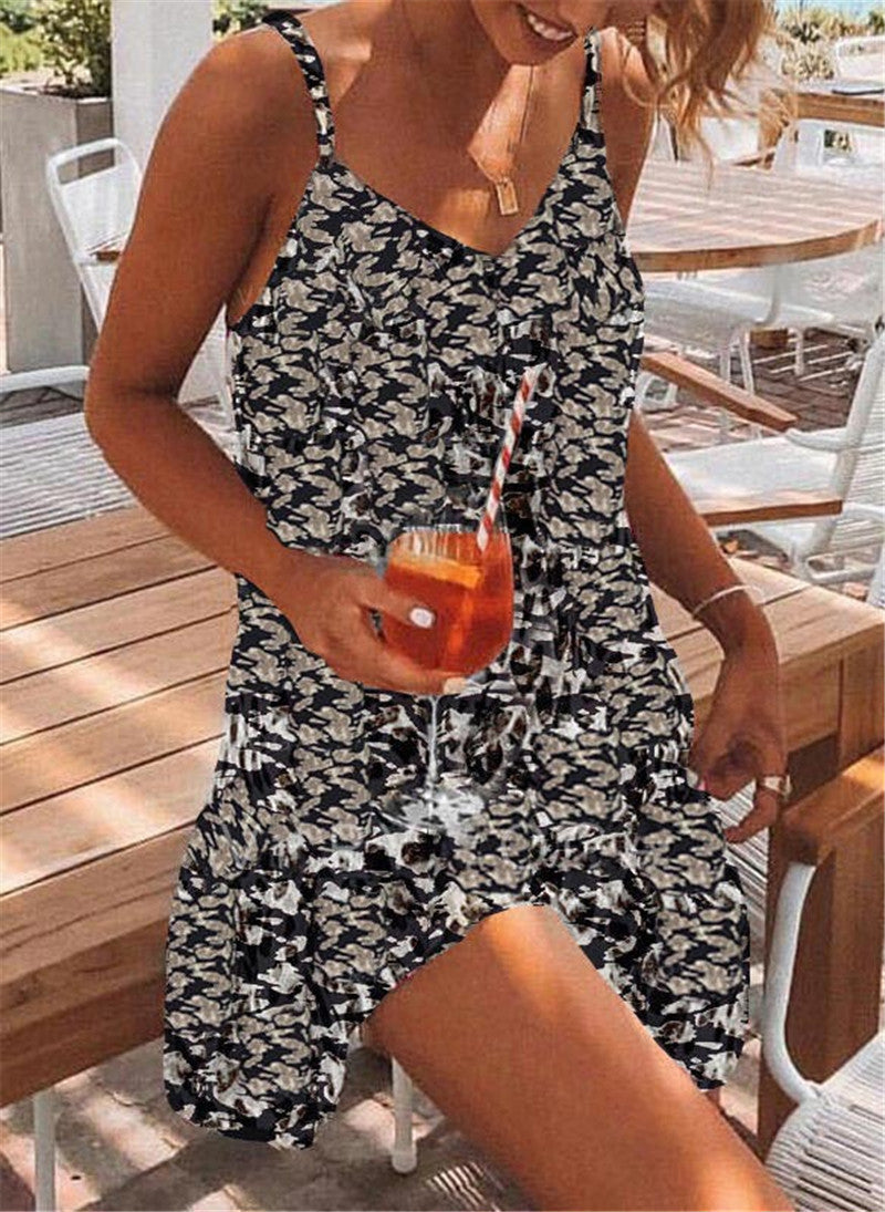 Independent Station Leopard Print Temperament Camisole Dress Women's Garments Apparel / Clothing
