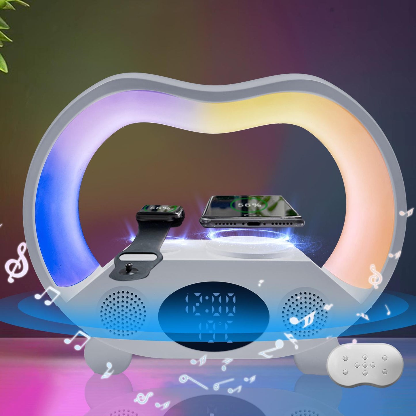 6 In 1 Wireless Charging Night Light Wireless Speaker 15W Wireless Charging Atmosphere Gift home-ornaments
