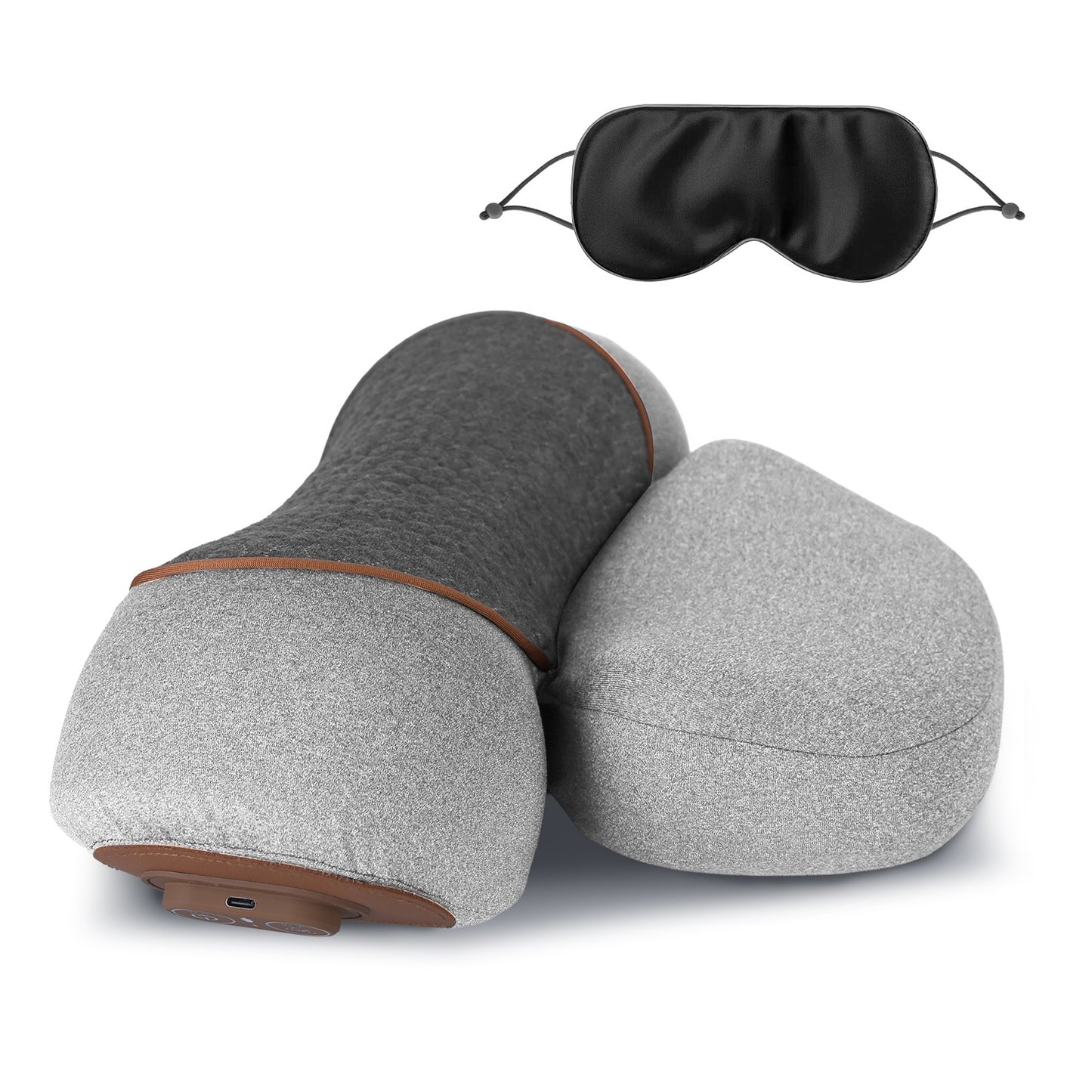 1 Set 3 In 1 Neck Massager Pillow With Vibration Heating Airbag Stretching Memory Foam Fillings Ergonomic Massager With Portable Storage Bag Eye Mask Home Essentials