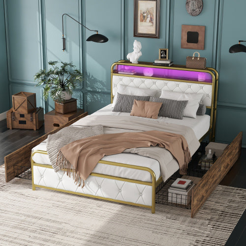 Bedside Table With Metal Drawers