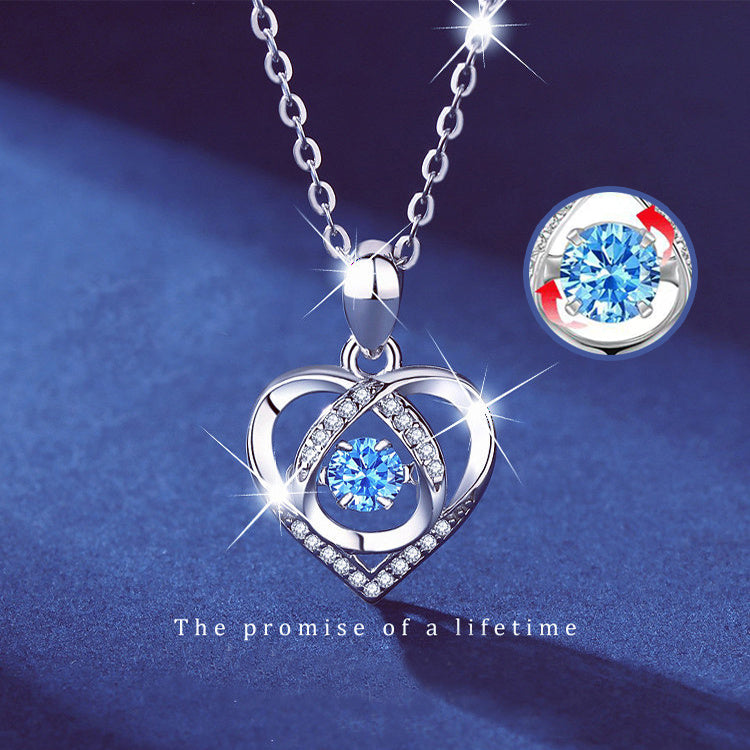 Collier en forme de cœur battant S925 pour femme, bijou de luxe avec strass, idéal pour la Saint-Valentin
