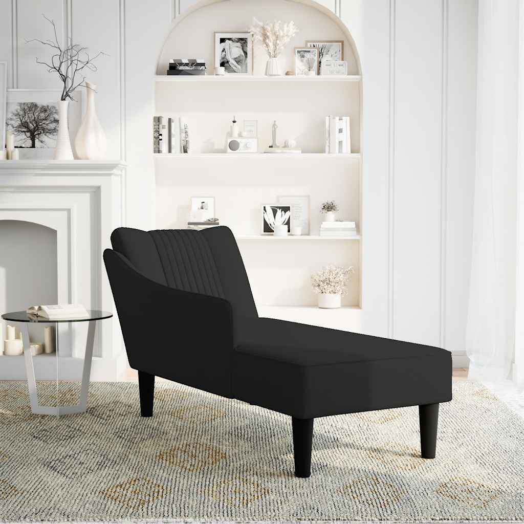 vidaXL Chaise Lounge with Right Armrest – Black Velvet Furniture