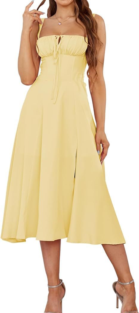 Mid-length Corset Elegant Slit Lace-up Women's Outing Leisure Dress Women's Garments Apparel / Clothing