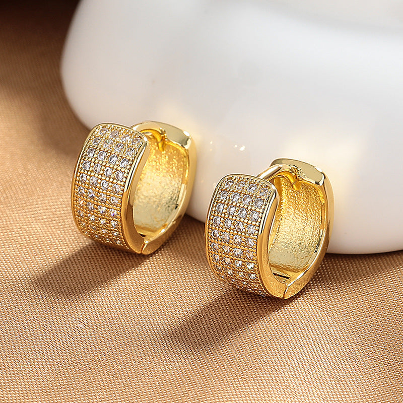 Full Diamond Unique Earrings Wide Brim Fashion Ear Ring Jewelry/Accessories