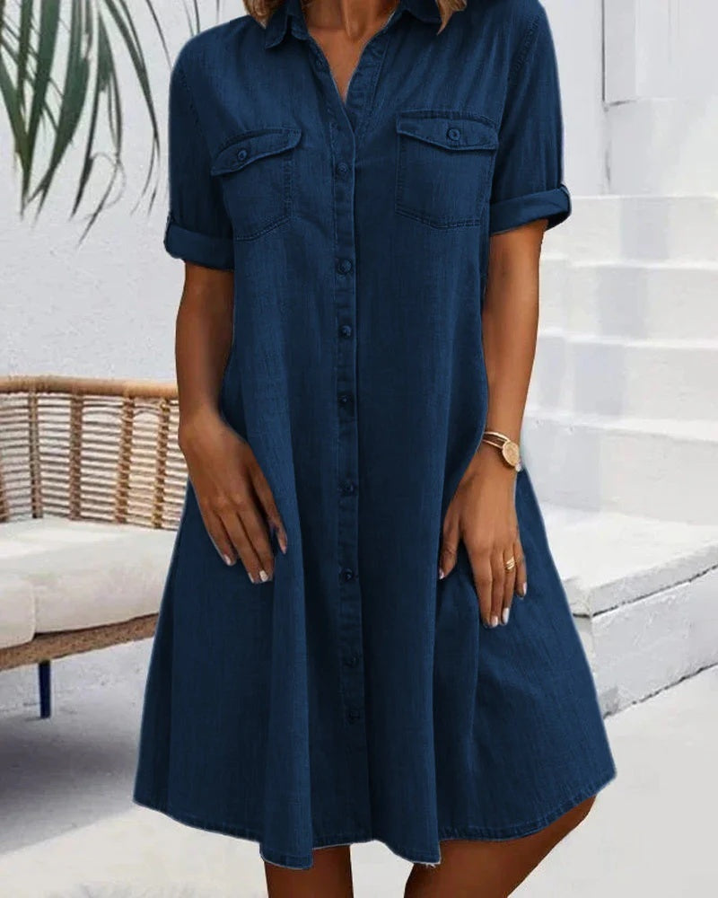 Fashion Personality Female Denim Solid Color Dress Women's Garments Apparel / Clothing