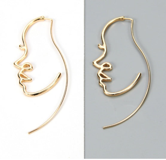 Creative Abstract Face Contour Earrings Fashion Trendy Personality Earrings Jewelry/Accessories