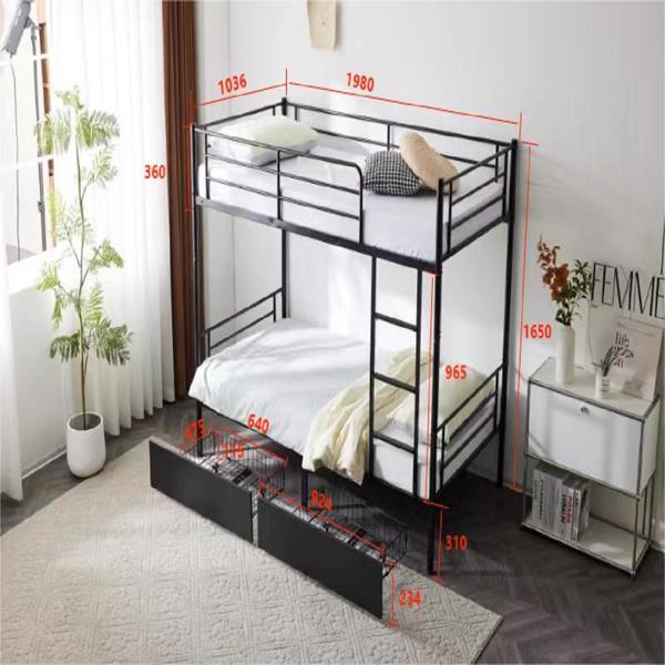 Double Decker Bunk Bed With Drawers Black, Detachable Twin Bed Furniture