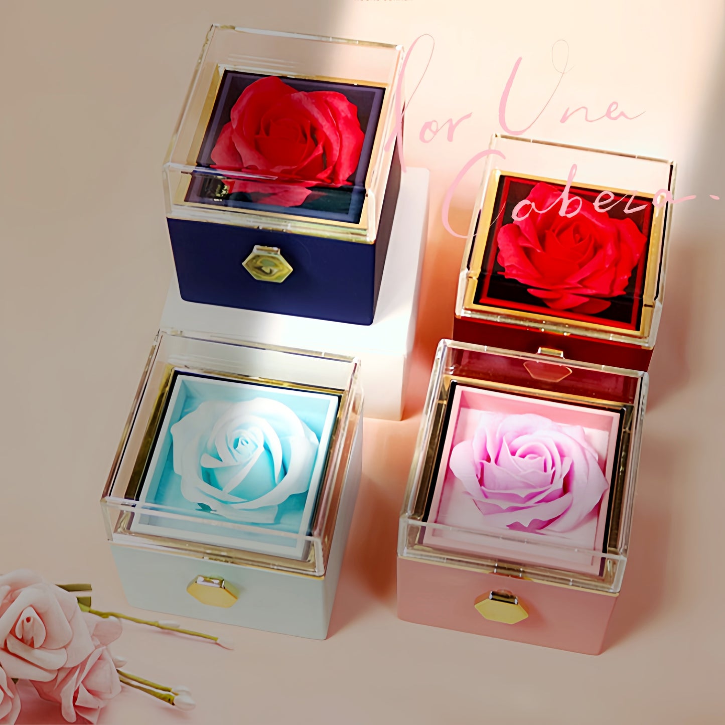 Rotating Soap Flower Rose Gift Box - Creative Rotating Rose Jewelry Packaging Box - Perfect Gift for Any Occasion