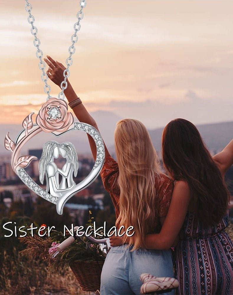 European And American Fashion Minority Design Heart-shaped Rose Pendant Mother And Daughter Necklace Female Jewelry/Accessories