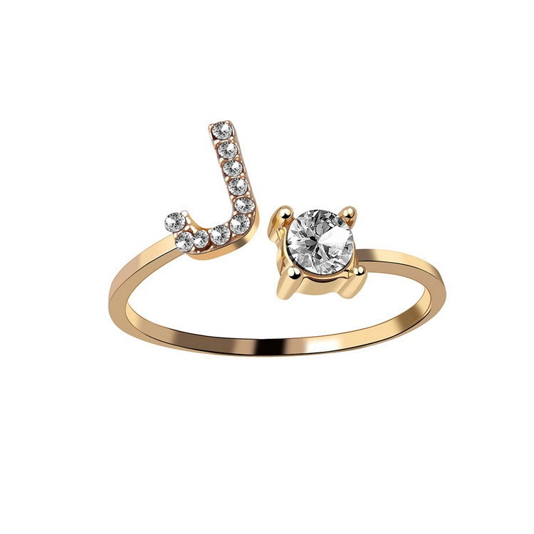 New Design Adjustable 26 Initial Letter Ring Fashion Jewelry For Women Simple Elegant Jewelry Exquisite Rings /Jewelry & Accessories