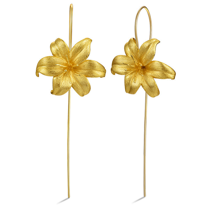 Female lily sterling silver S925 earrings Jewelry/Accessories