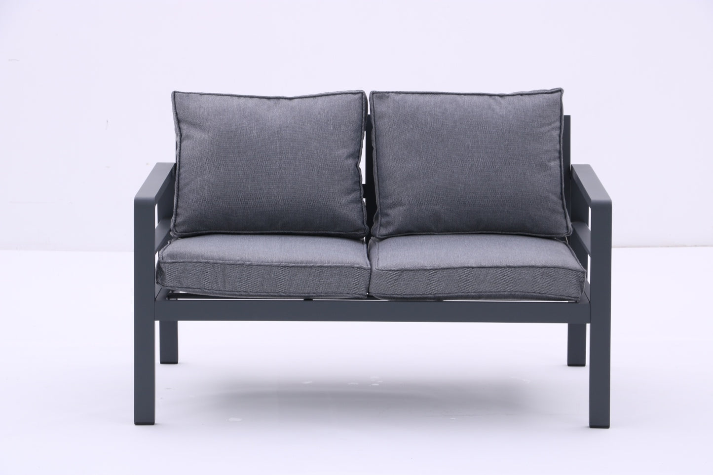 4-piece Aluminum Outdoor Patio Conversation Set,All-Weather Sectional Sofa Outside Furniture With R