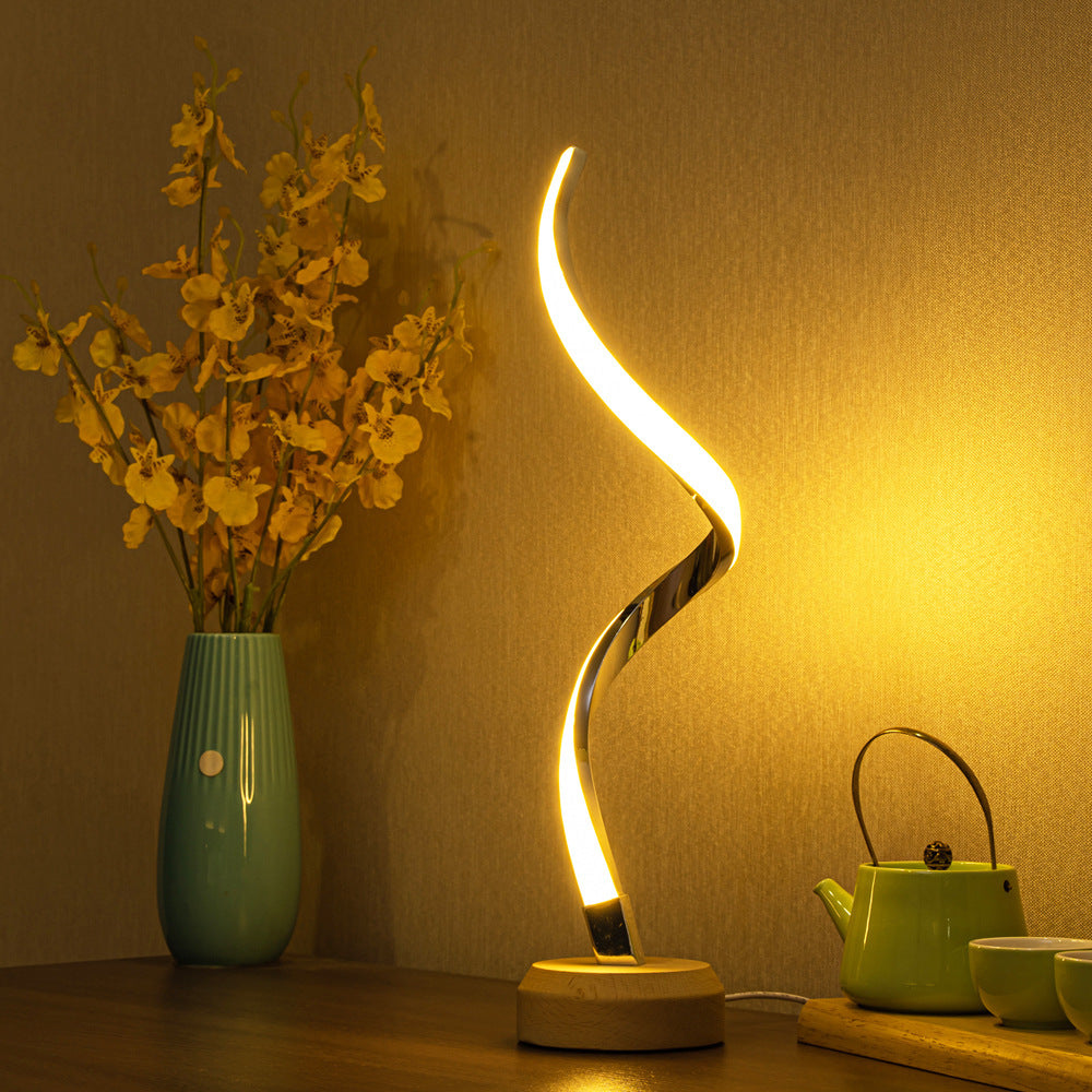 LED Spiral Table Lamp Modern Curved Desk Bedside Lamp Dimmable Warm White Night Light For Living Room And Bedroom Lighting Home Essentials