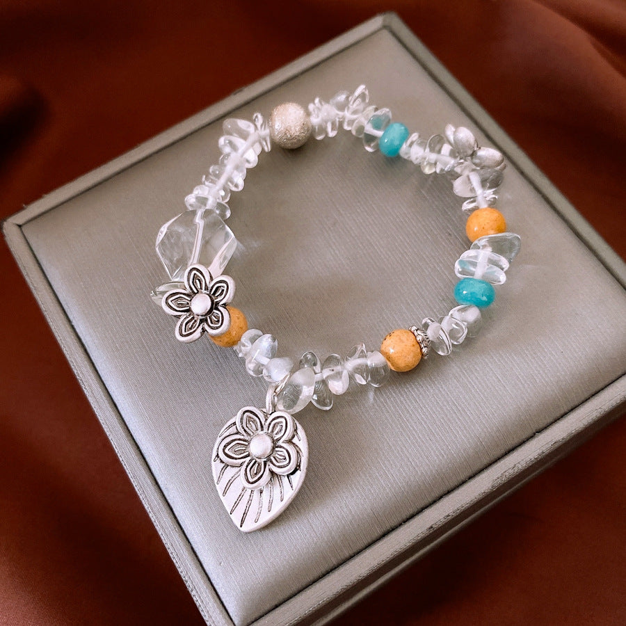 Retro Ethnic Style Gravel Flower Bracelet Fashion Personality High Sense Bracelet Artisan Bracelet For Women Jewelry & Accessories
