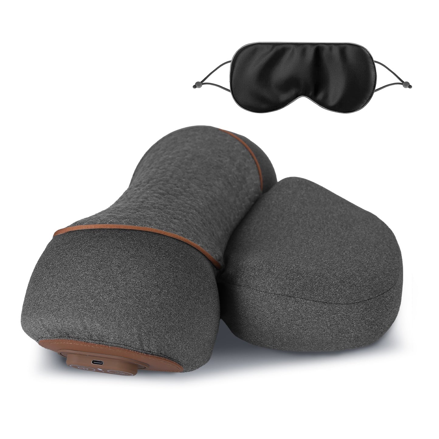 1 Set 3 In 1 Neck Massager Pillow With Vibration Heating Airbag Stretching Memory Foam Fillings Ergonomic Massager With Portable Storage Bag Eye Mask Home Essentials