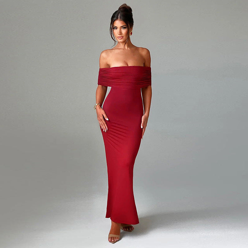Socialite Style Elegant Sexy Backless Off-shoulder Dress Women's Garments Apparel / Clothing