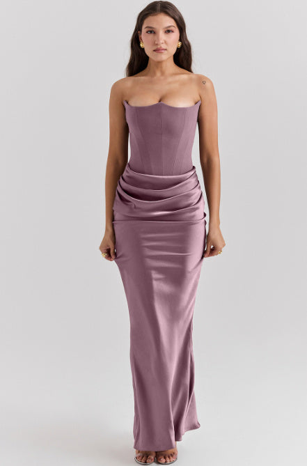 Slim Tube Top Long Dress Sexy Fashion Bandeau Backless Party Evening Dresses For Women Clothing Women's Garments Apparel / Clothing