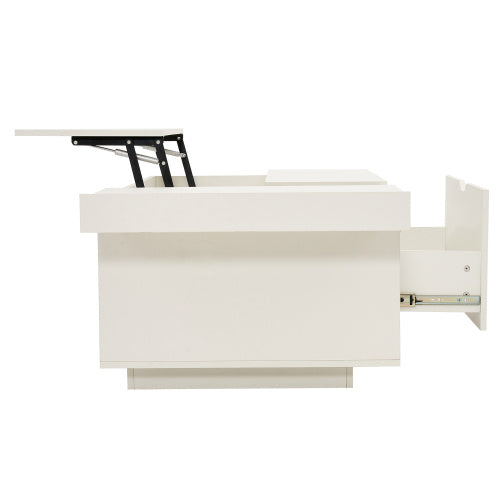 Lift Up Coffee Table, Coffee Table With Drawer, Wooden Tea Tables End Tables For Living Room Furniture , White