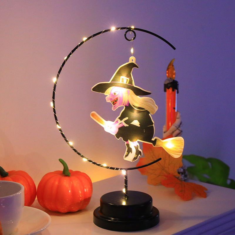 Led Halloween Wrought Iron Witch Modeling Lamp Atmosphere Decorative Lamp Home Ornaments