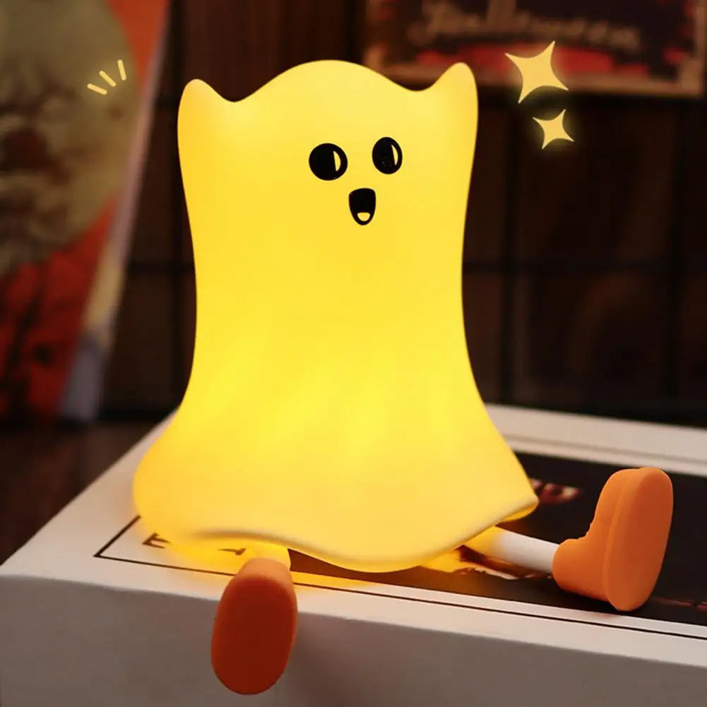 Halloween Silicone Ghost Shaped Bedside Lamp With Touch Control Soft Glow For Water-resistant Decoration Home Ornaments