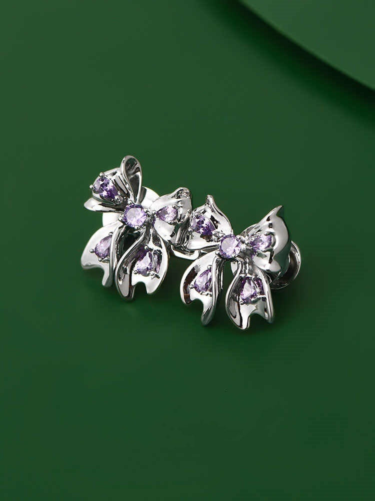 Purple Crystal Bow Waist Brooch Dual-use Belt Buckle