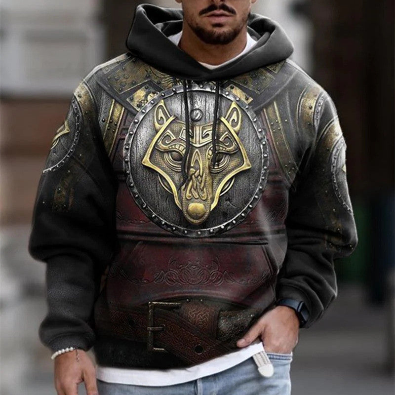 Spring And Autumn Fashion Hooded Sweatshirt American Flag Street Fashion Men's Attire Apparel / Clothing