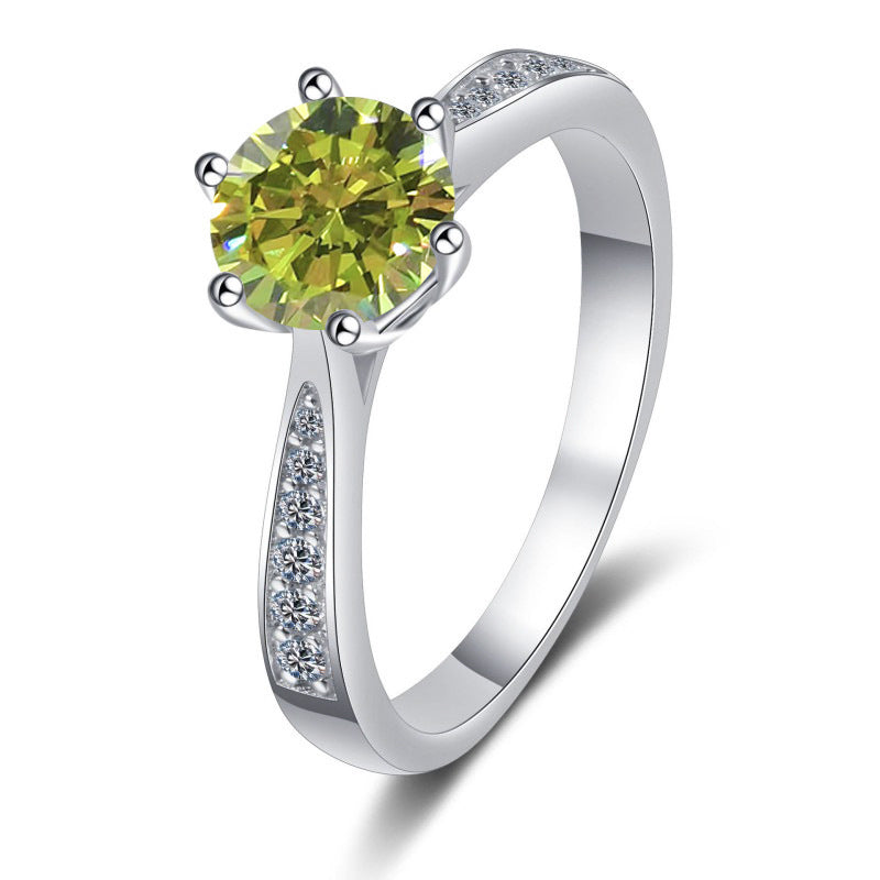 Moissanite Ring Classic Six-claw Crown S925 Sterling Silver Jewelry & Accessories