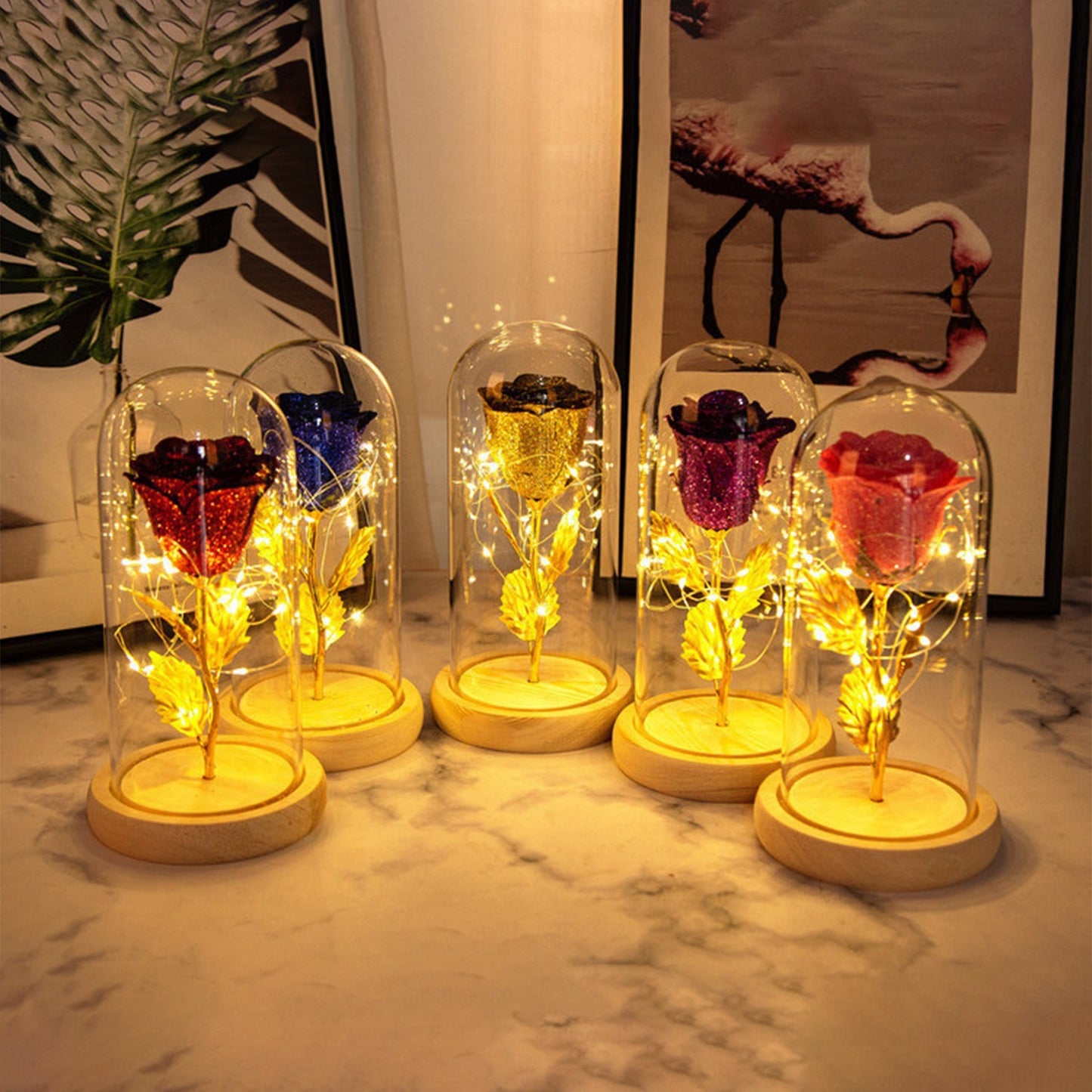 Eternal Rose Flowers with LED Light in Glass Cover – Perfect Gift for Any Occasion: Wedding, Birthday, Mother’s Day, Anniversary & More