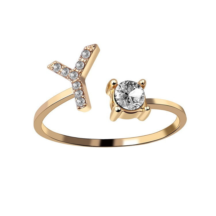New Design Adjustable 26 Initial Letter Ring Fashion Jewelry For Women Simple Elegant Jewelry Exquisite Rings /Jewelry & Accessories