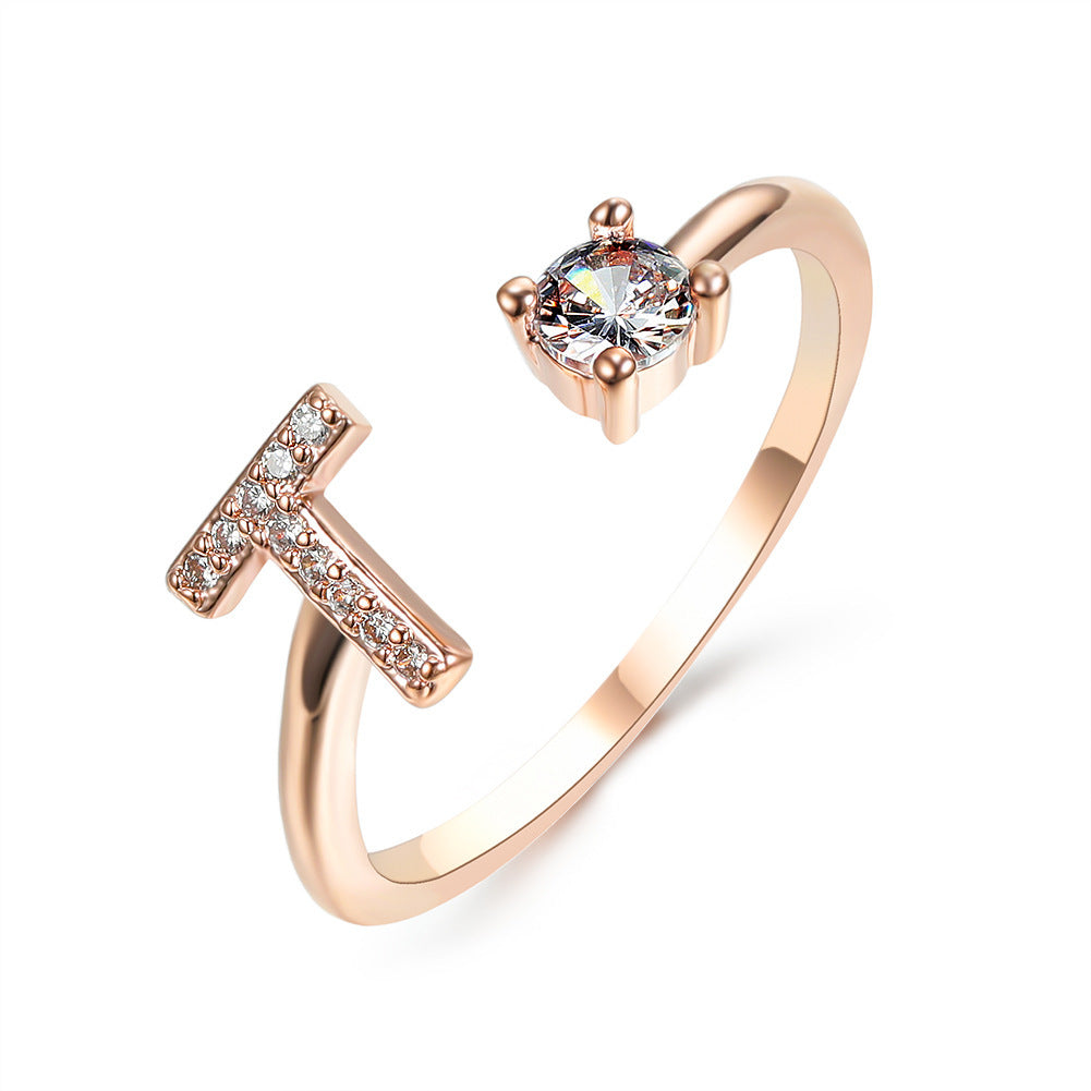 New Design Adjustable 26 Initial Letter Ring Fashion Jewelry For Women Simple Elegant Jewelry Exquisite Rings /Jewelry & Accessories
