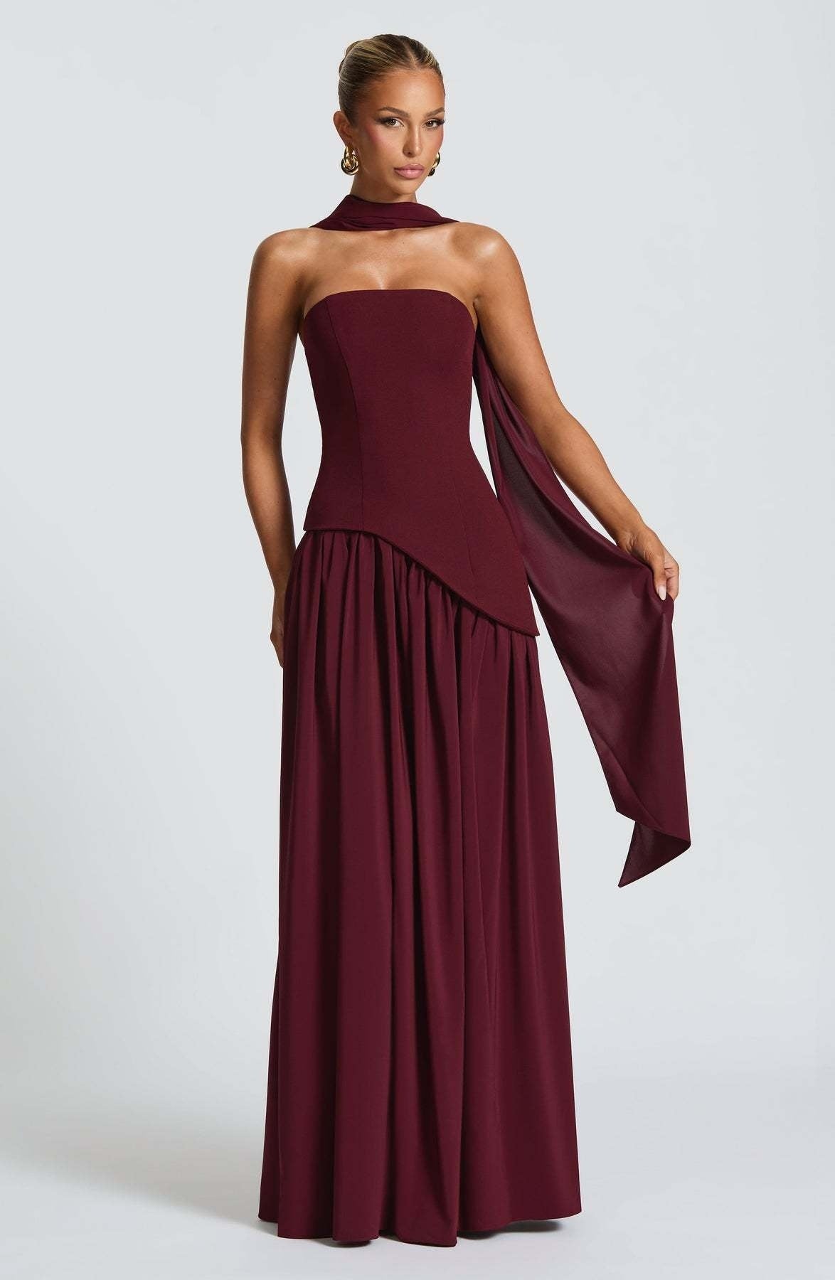 Pure Color Split Backless Elegant Streamer Dress Women's Garments Apparel / Clothing
