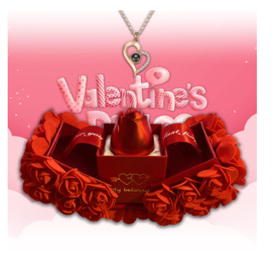 Soap Rose Gift Box with Crystal Pendant Necklace – Eternal Flower Jewelry Box Set – Perfect Gift for Any Occasion: Wedding, Birthday, Anniversary & More