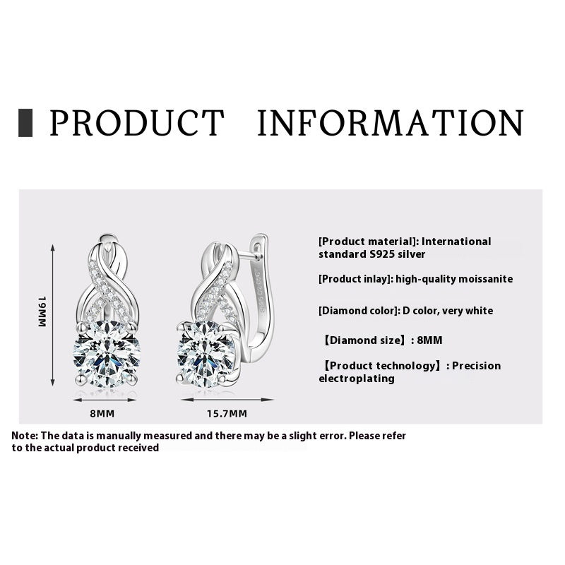Light Luxury Moissanite Twist Earrings For Women Jewelry & Accessories