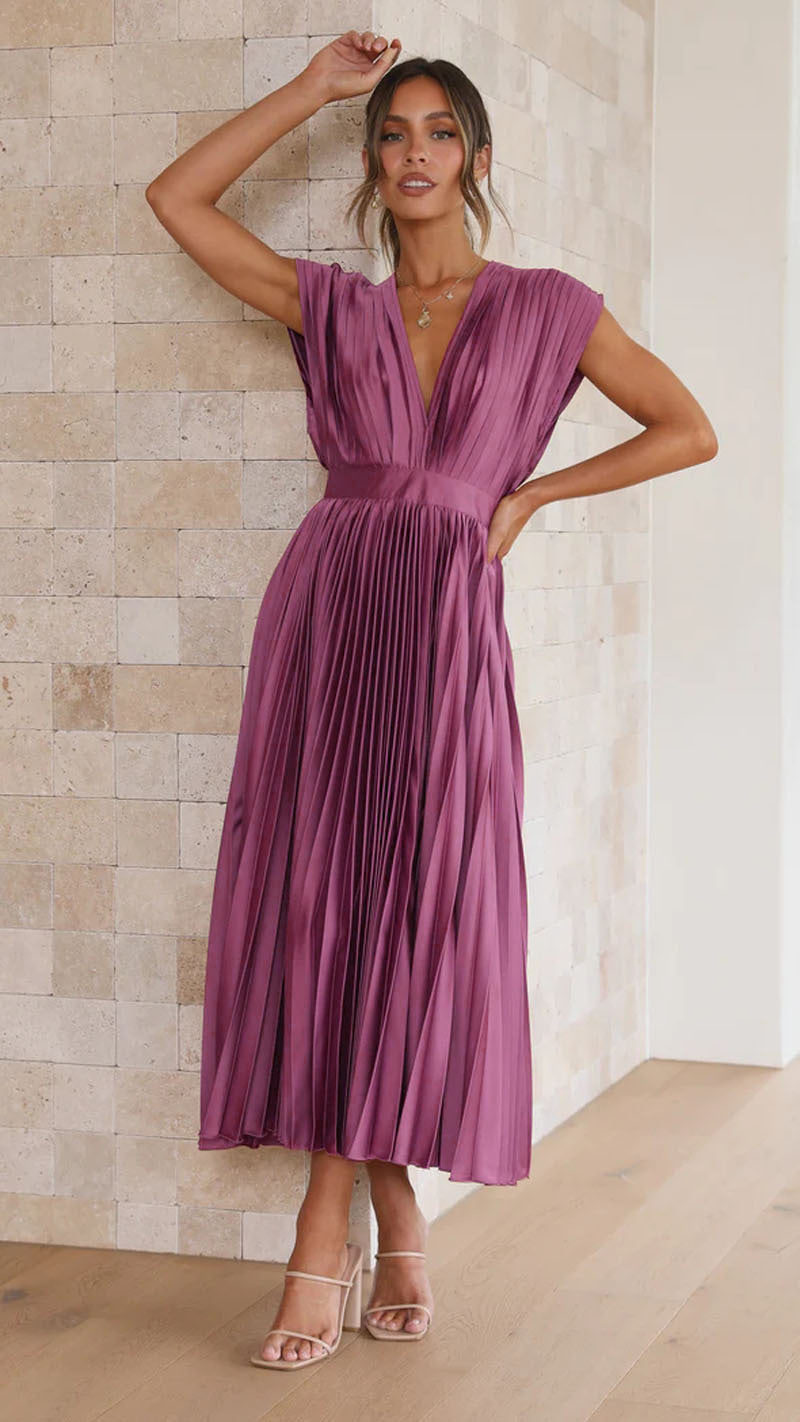 Summer V-neck Pleated Dress INS Fashion Casual Loose Zip Sleeveless Dresses For Women's Garments Apparel / Clothing