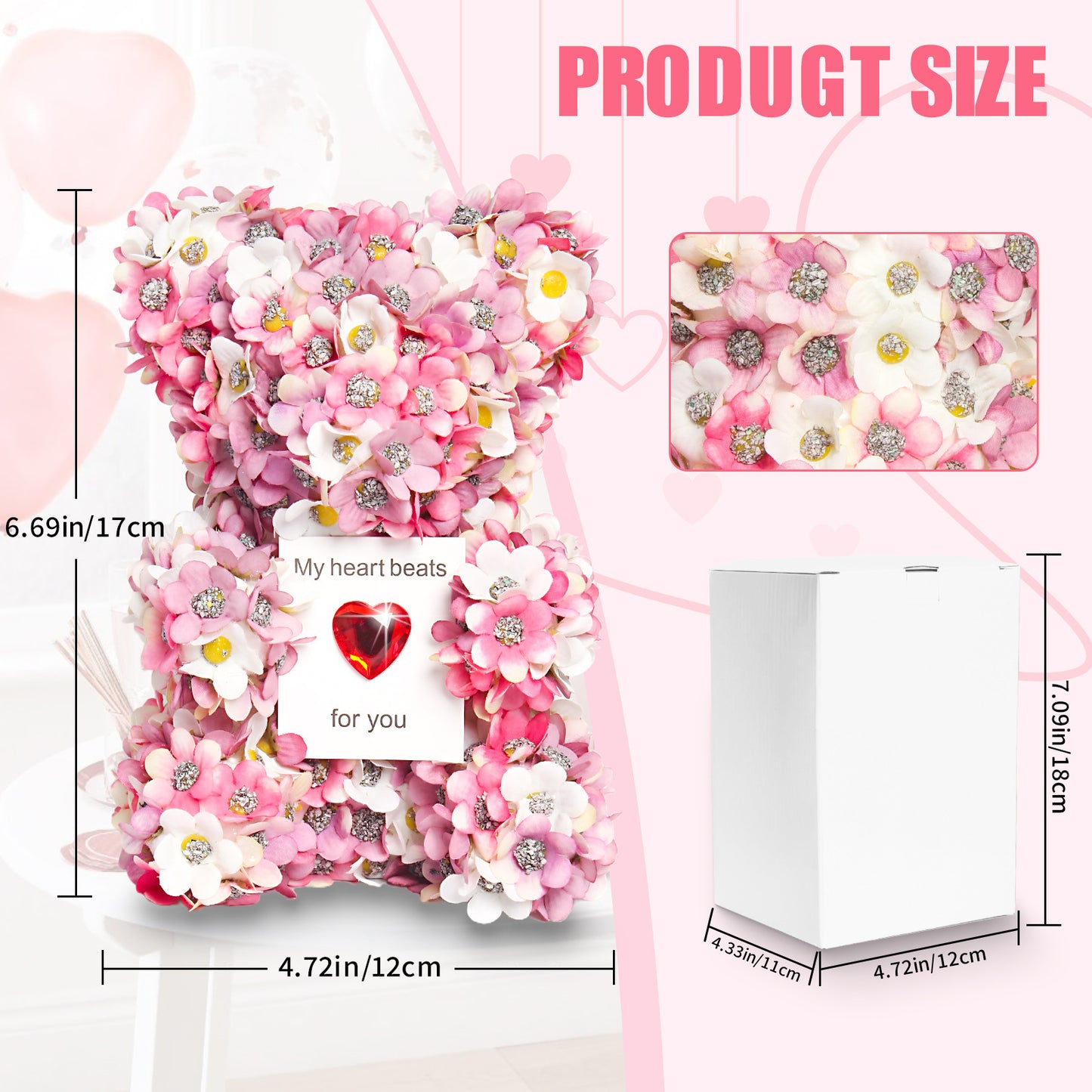 Artificial Rose Bear – Handmade Gift for Any Occasion: Birthday, Anniversary, Wedding, Valentine's Day & More