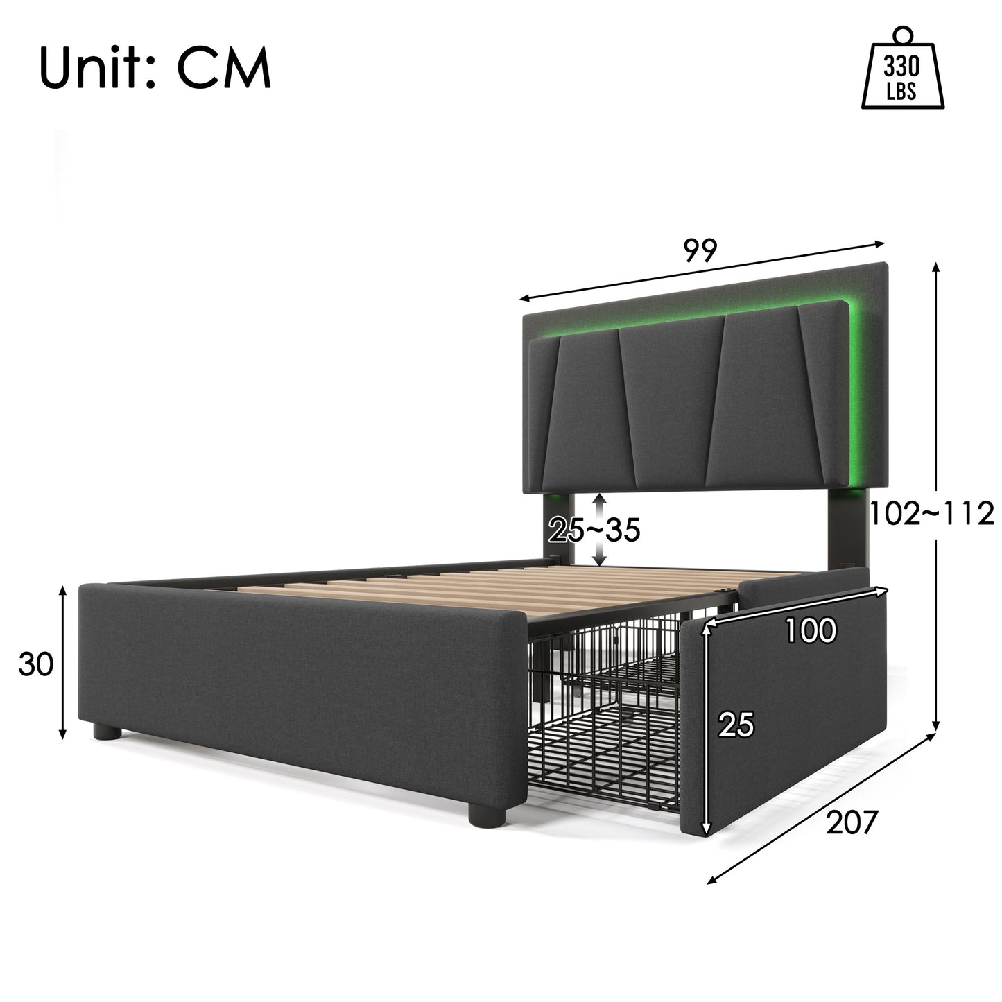 Wooden Storage Bed Bed Frame Size 90cmx200cm