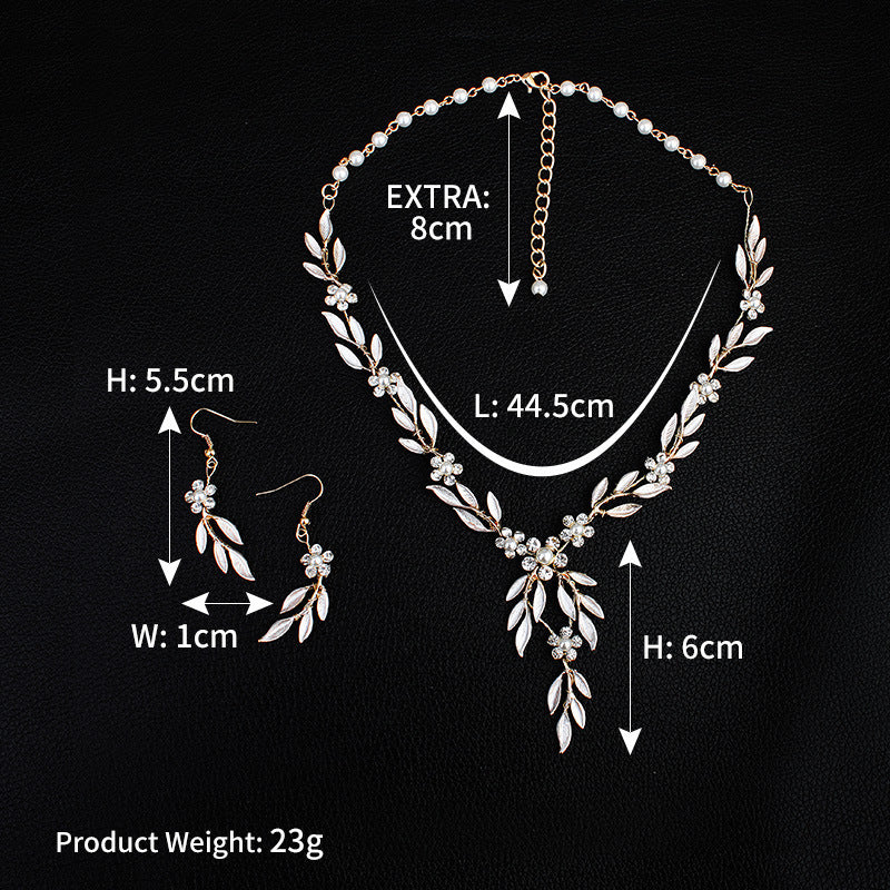 Earrings necklace bridal jewelry three-piece alloy plating European and American bride set jewelry set Jewelry/Accessories