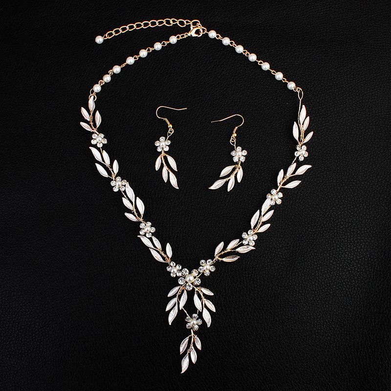 Earrings necklace bridal jewelry three-piece alloy plating European and American bride set jewelry set Jewelry/Accessories