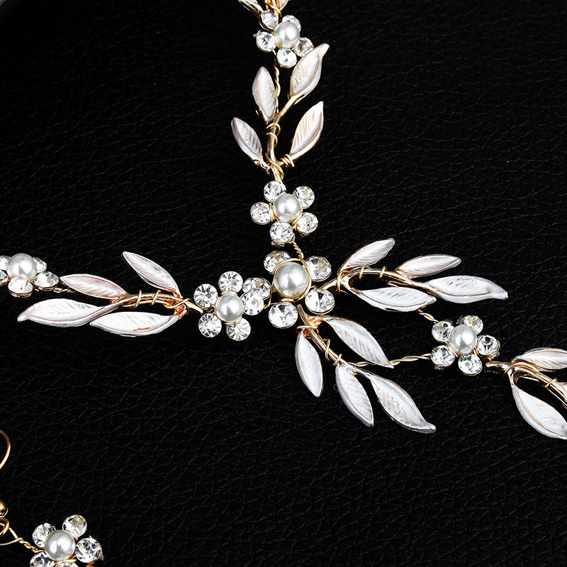 Earrings necklace bridal jewelry three-piece alloy plating European and American bride set jewelry set Jewelry/Accessories