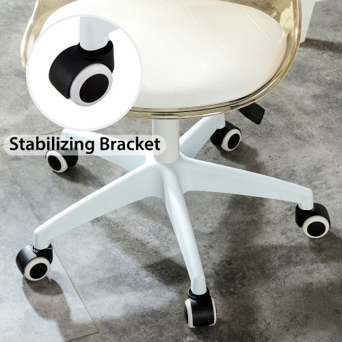Modern Home Office Desk Chairs, Adjustable 360 Swivel Chair Engineering Plastic Armless Swivel Computer Chair With Wheels For Living Room, Bed Room Office Hotel Dining Room And Amber Brown