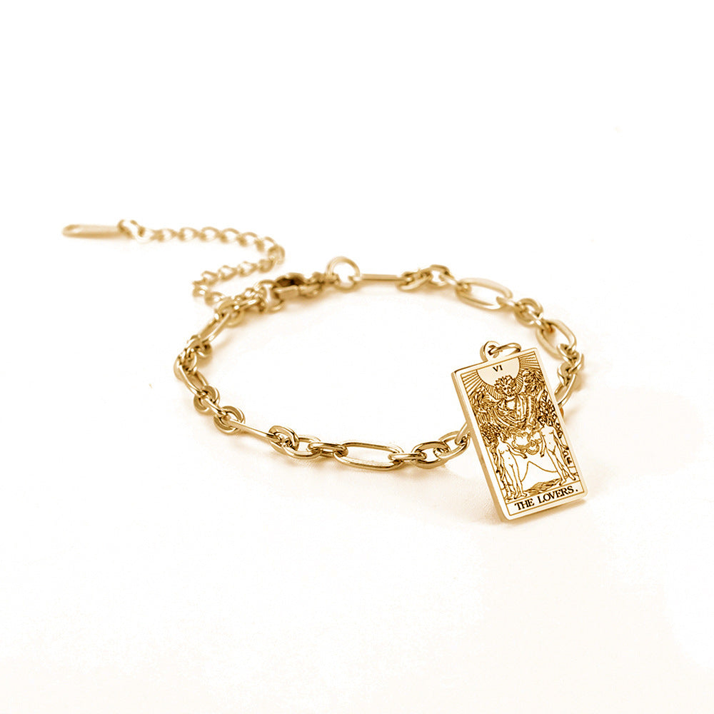 12 Tarot Card Series Fashion Trend Long Oval Link Chain Bracelet Jewelry & Accessories