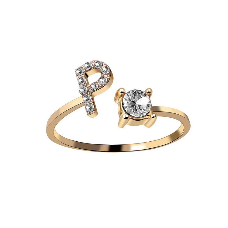 New Design Adjustable 26 Initial Letter Ring Fashion Jewelry For Women Simple Elegant Jewelry Exquisite Rings /Jewelry & Accessories