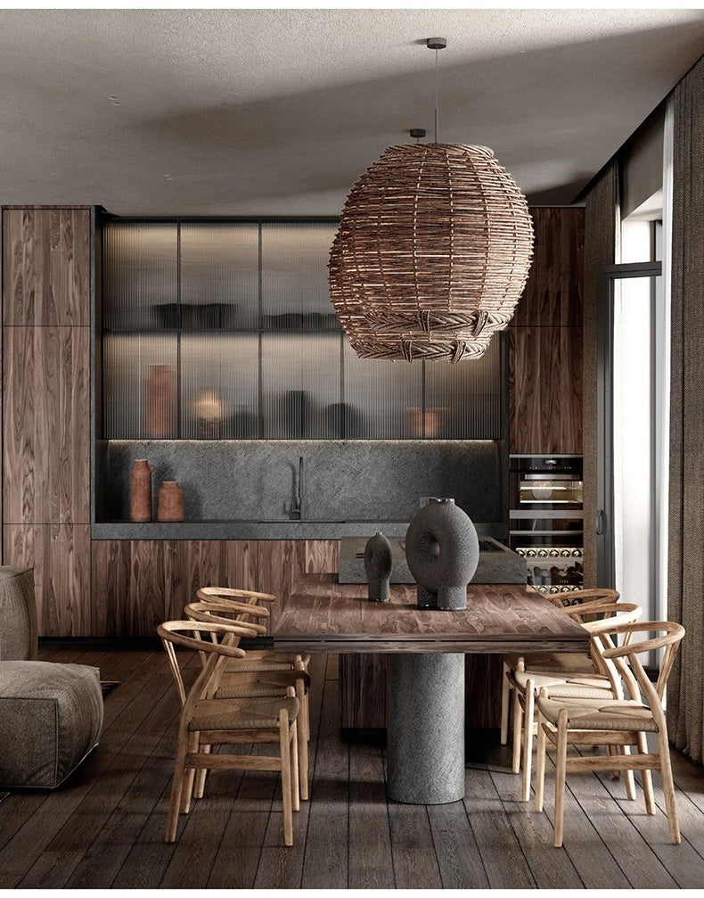 Retro Idyllic Zen Rattan-weaved Ceiling Lamp