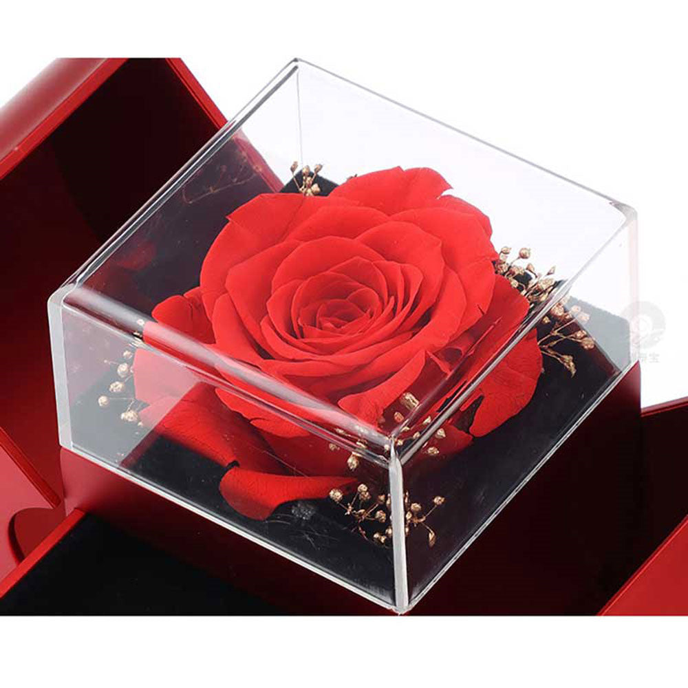 Fashion Jewelry Box Red Apple Christmas Gift Necklace Eternal Rose For Girl Mother's Day Valentine's Day Gifts With Artificial Flower Rose Flower Jewelry Box Jewelry & Accessories