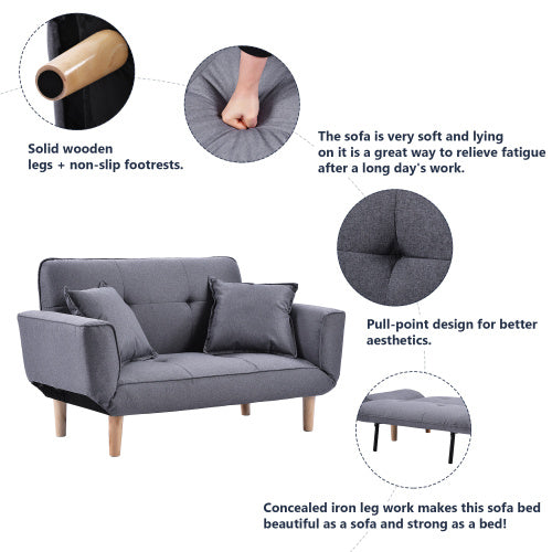 Small Sofa Bed Modern And Simple Gray Sofa Fabric living room 2 Seater Sofa Couch Settee Recliner Sleeper Furniture