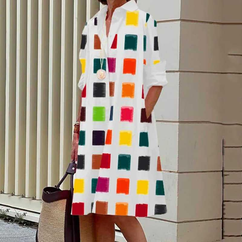 Women's Printed Simple Mid-length Dress Women's Garments Apparel / Clothing