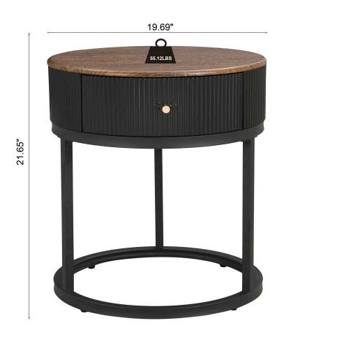 Round Bedside Table With Drawers Furniture